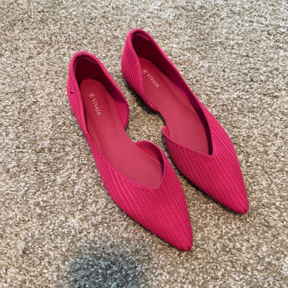 VIVAIA Melia D'Orsay Pointed Toe Knit Flats Pitaya Pink EU 42 US 11 comfort